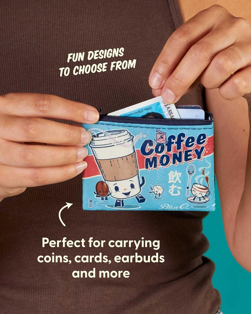 Blue Q Coin Purse – Cute Coin Pouch for Men and Women, Small Wallet Keychain Organizer, Zipper Bag for Coins, Gift Cards & Earbuds, Mini Card Holder, Compact Zip Wallet, 3"h x 4"w - Image 4